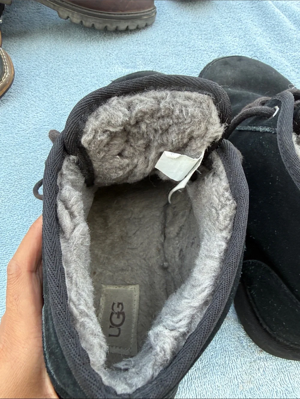UGG Black Suede Chukka Boots with Shearling Lining